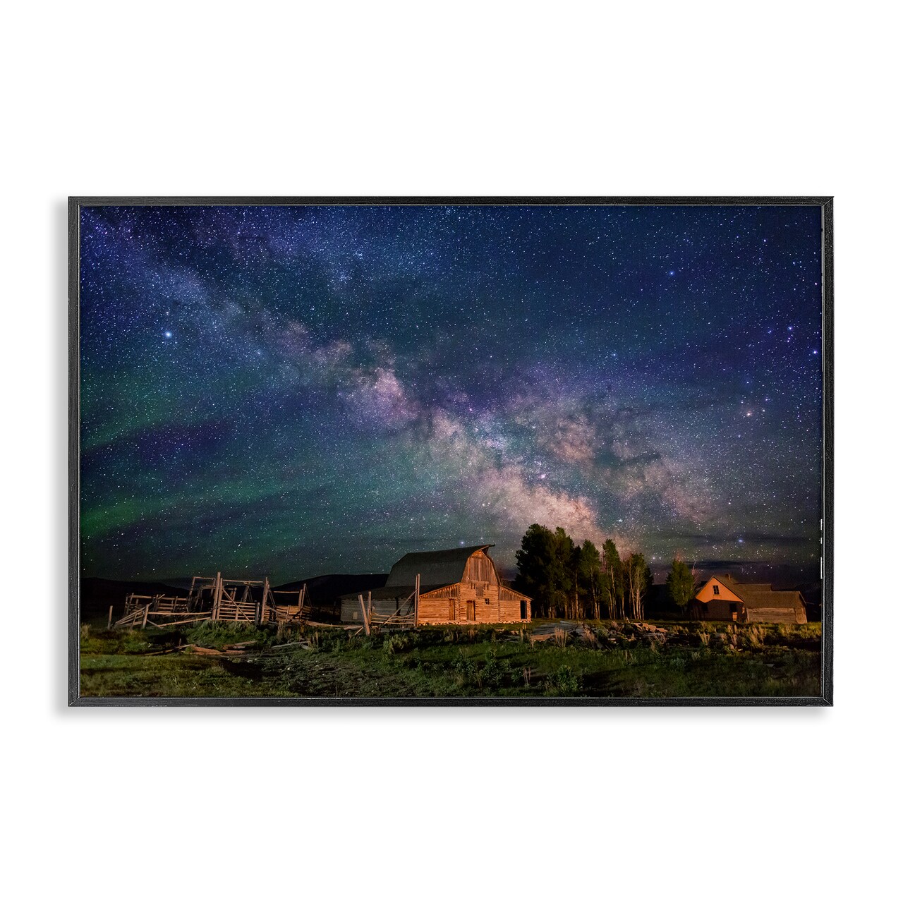 Stupell Industries Nebula Sky over Farm Scene Framed Giclee Design by Royce Bair